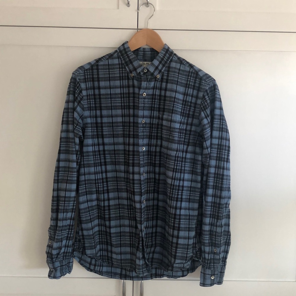 Blue/Black Alex Mill Button down, size Medium.